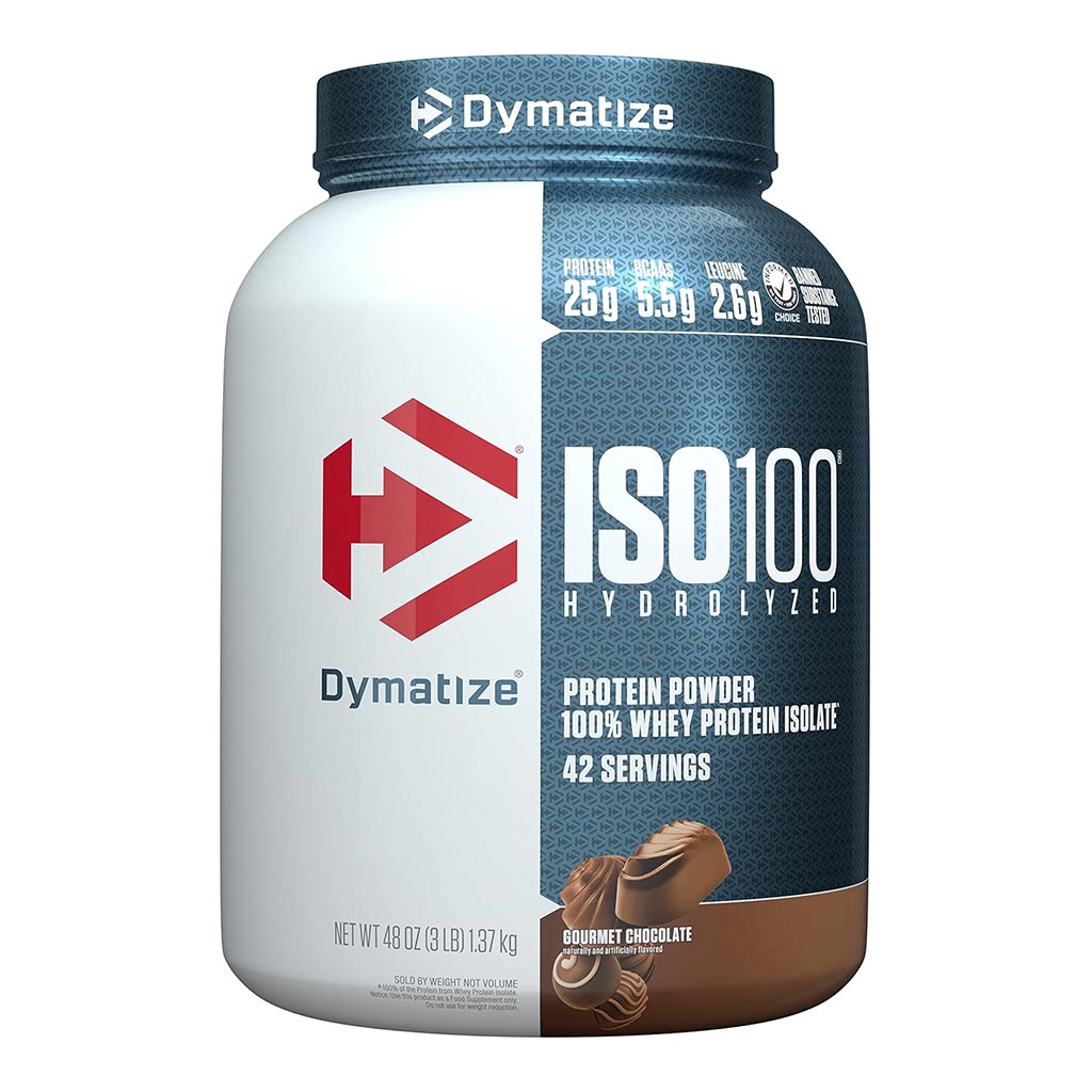 Dymatize, Iso 100 Gourmet Chocolate, Hydrolyzed whey protein isolate for muscle recovery
