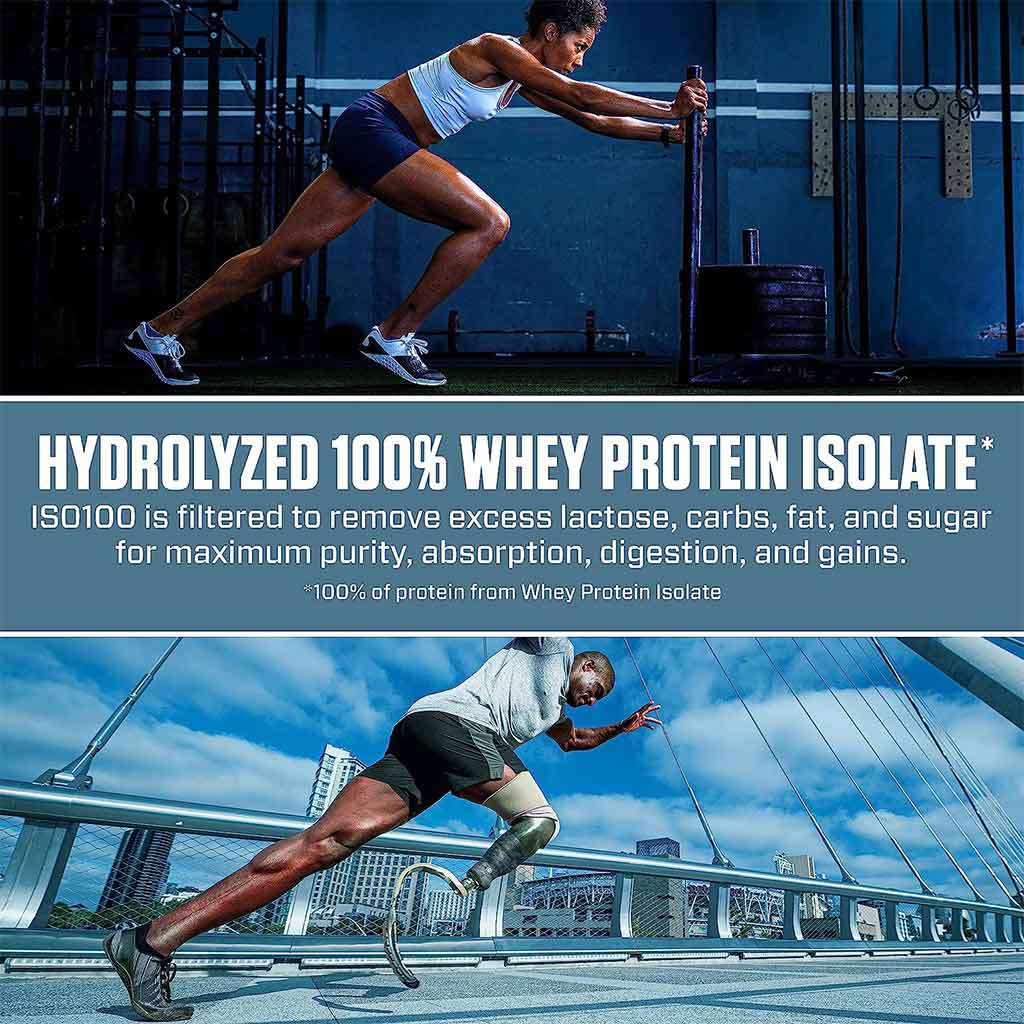 Dymatize, Iso 100 Gourmet Chocolate, Hydrolyzed whey protein isolate for muscle recovery