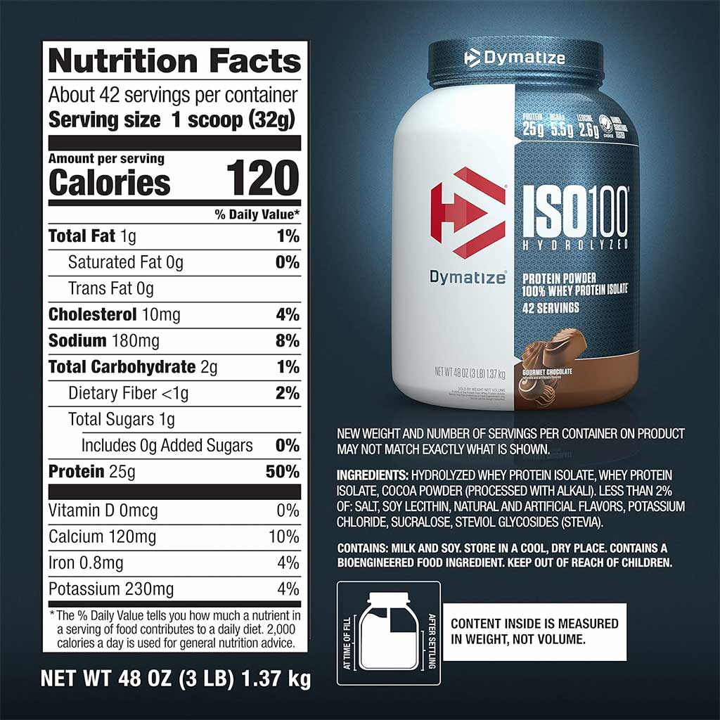 Dymatize, Iso 100 Gourmet Chocolate, Hydrolyzed whey protein isolate for muscle recovery