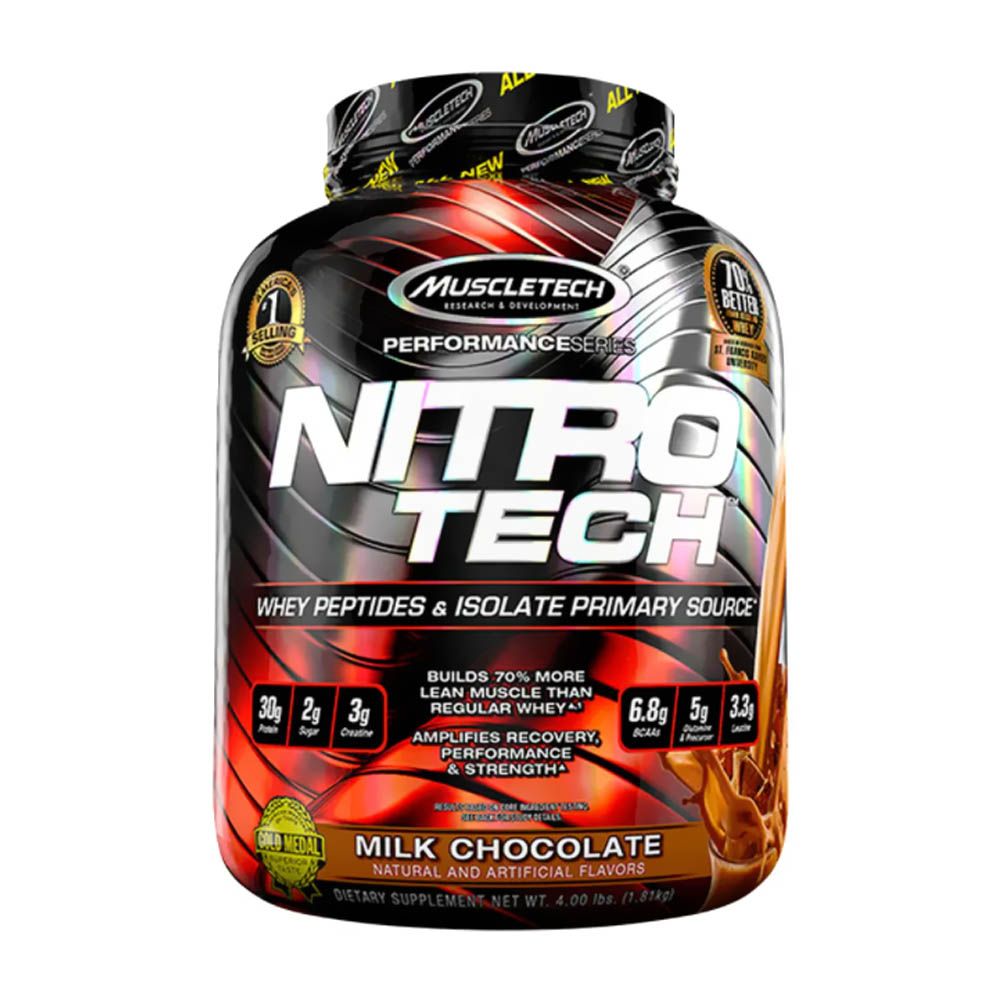 MuscleTech, Nitro Tech Performance Series Milk Chocolate, High-performance whey protein powder, 4lbs