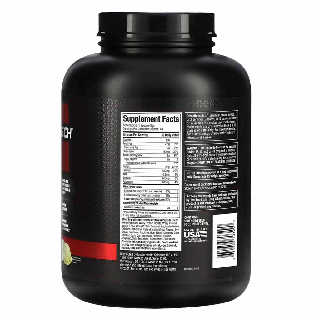 Muscletech, NitroTech Vanilla Cream Protein Powder, High quality whey protein for muscle building, 4lbs
