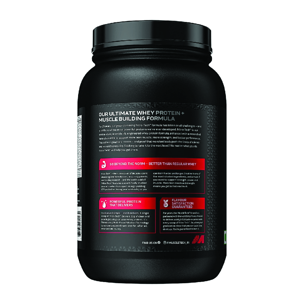 MuscleTech, Nitro Tech Milk Chocolate, High-quality whey protein powder, 2.2lbs