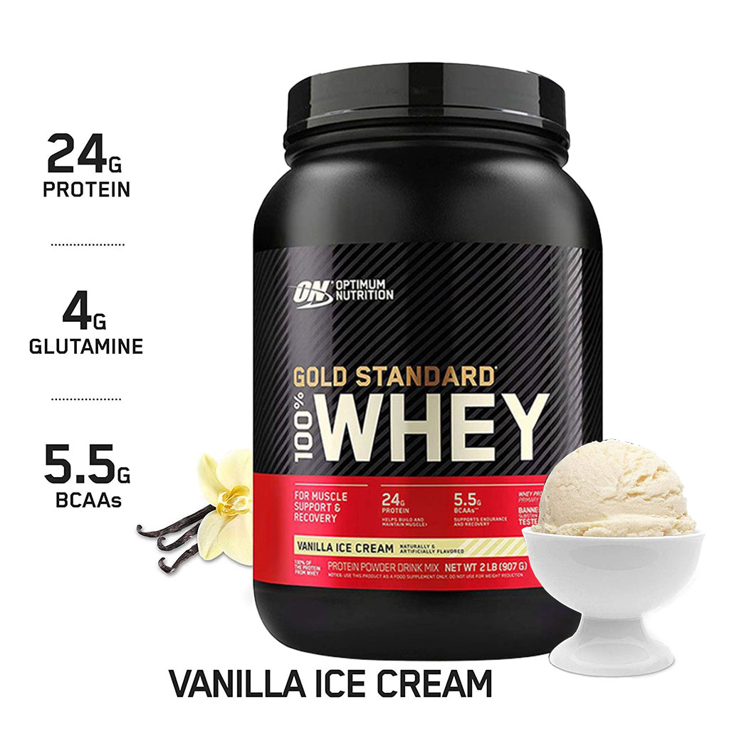 Optimum Nutrition, Gold Standard 100% Whey Protein Powder Vanilla Ice Cream, High-quality whey protein for muscle recovery, 1.98lb