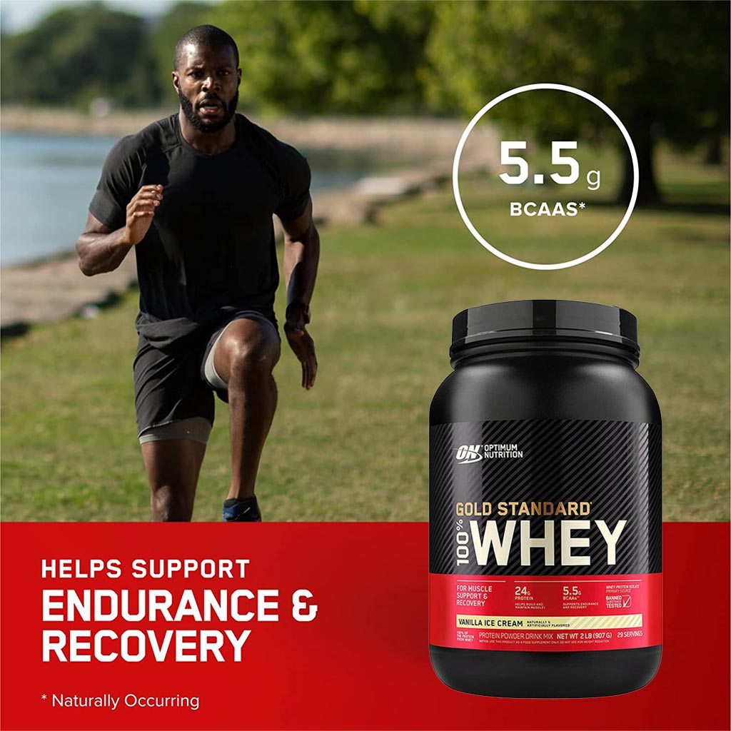 Optimum Nutrition, Gold Standard 100% Whey Protein Powder Vanilla Ice Cream, High-quality whey protein for muscle recovery, 1.98lb