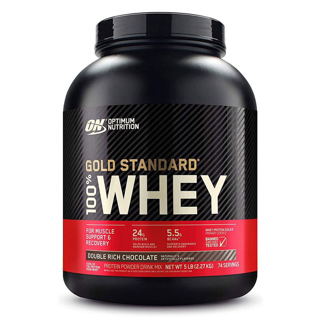 Optimum Nutrition, Gold Standard 100% Whey Protein Powder Double Rich Chocolate, Premium whey protein powder for muscle recovery, 5lbs