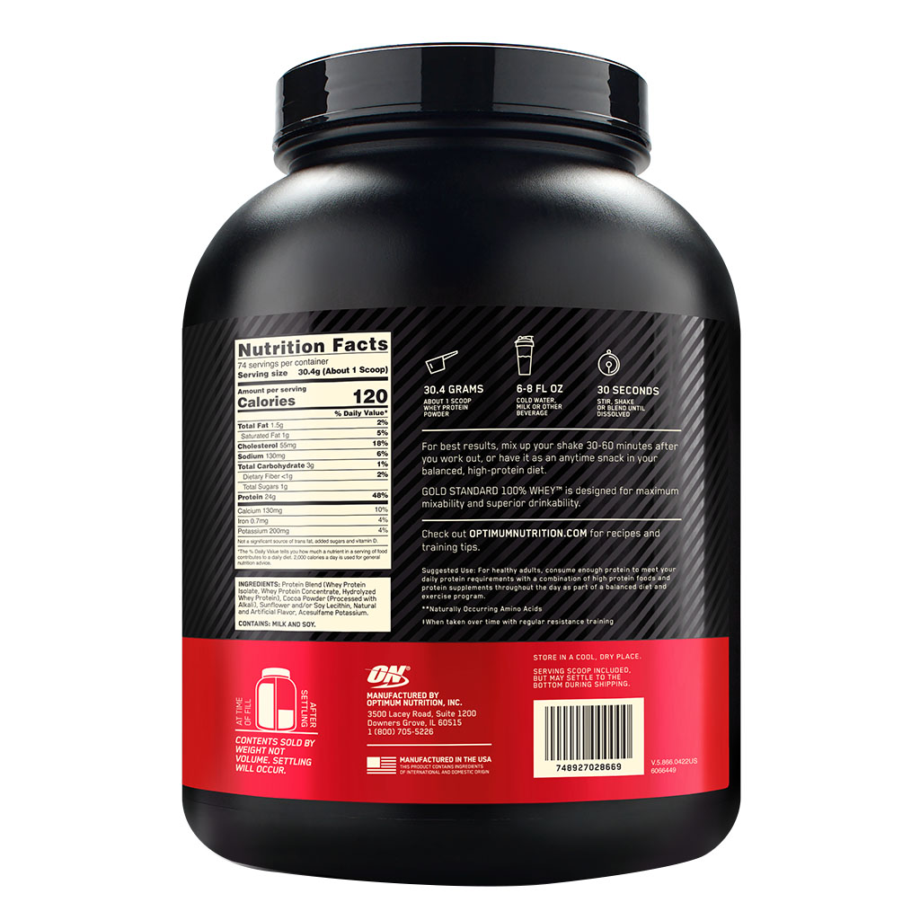 Optimum Nutrition, Gold Standard 100% Whey Protein Powder Double Rich Chocolate, Premium whey protein powder for muscle recovery, 5lbs