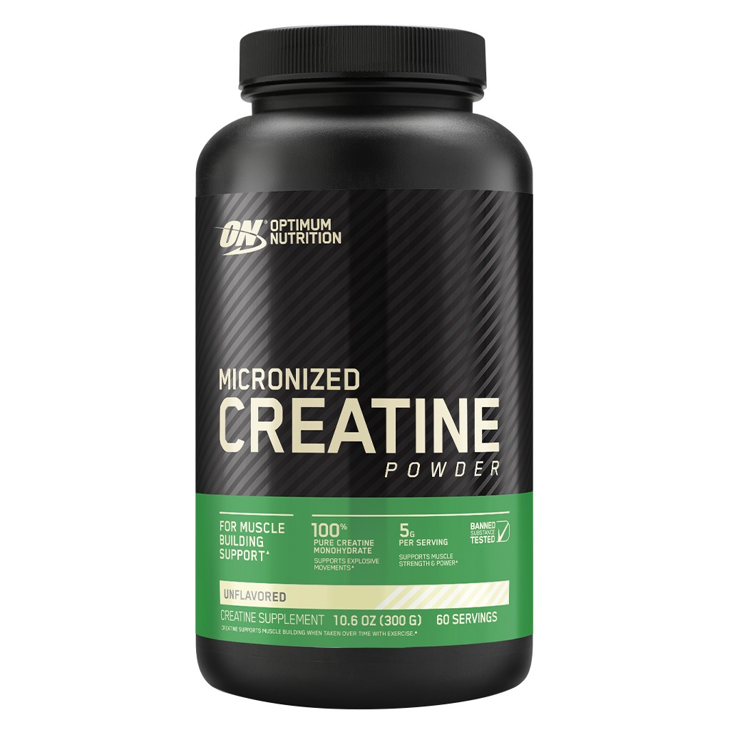 Optimum Nutrition, Micronized Creatine Powder Unflavored, Creatine supplement for muscle strength and performance, 300g (60 servings)