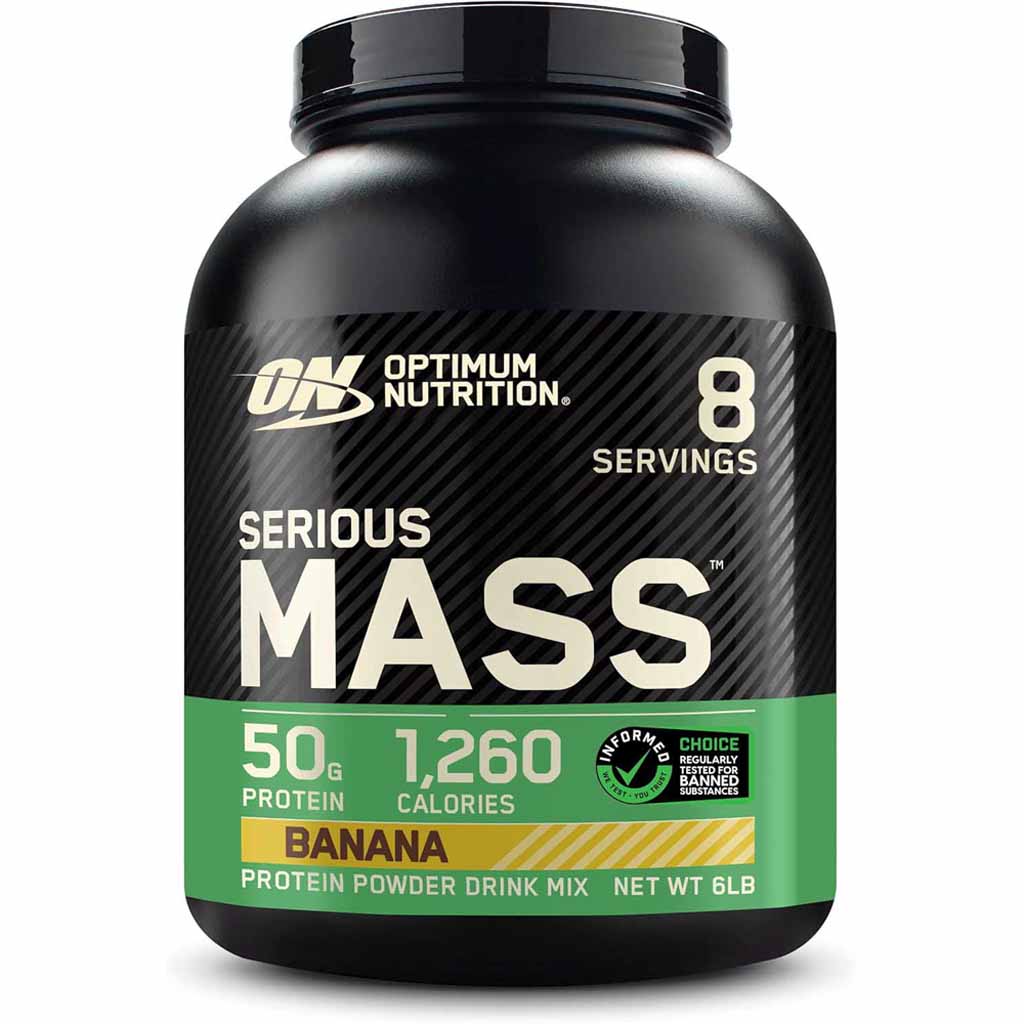 Optimum Nutrition, Serious Mass Weight Gainer Protein Powder Chocolate, High-calorie mass gainer with chocolate flavor, 6lbs