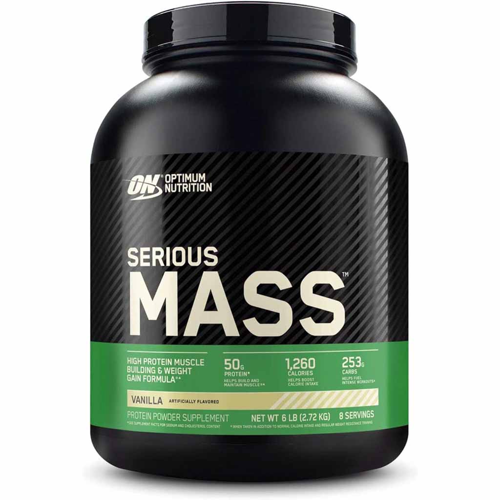 Optimum Nutrition, Serious Mass Weight Gainer Protein Powder Vanilla, High-calorie mass gainer for muscle growth, 6lb