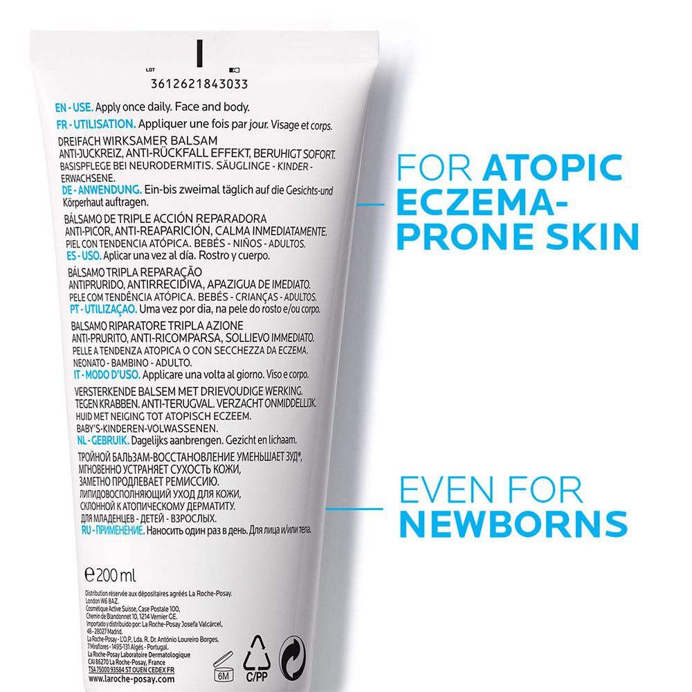 La Roche-Posay Lipikar Baume Ap+M Moisturizer For Atopic Eczema & Allergy-Prone Skin With Extreme Dryness, 200 Ml