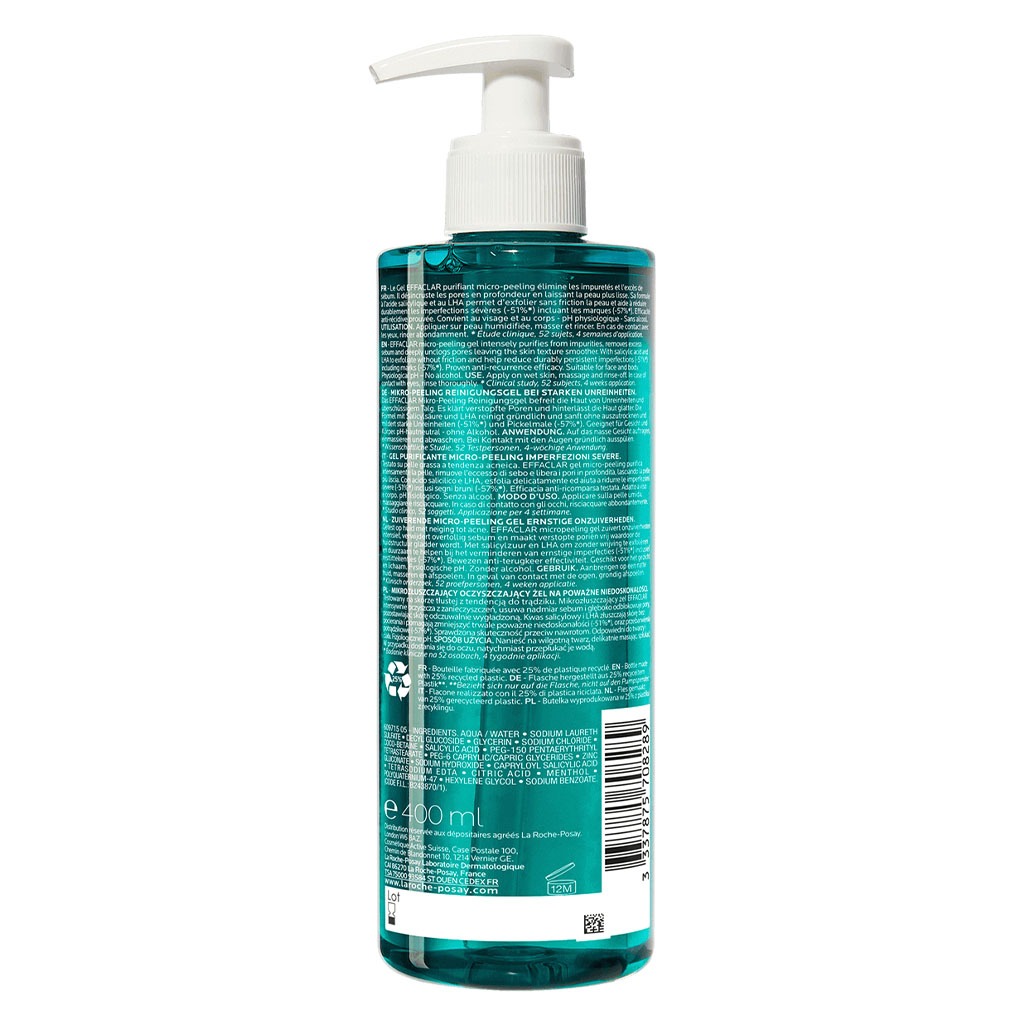 La Roche-Posay, Effaclar Micropeel Gel, Exfoliating gel for acne-prone skin, 400ml