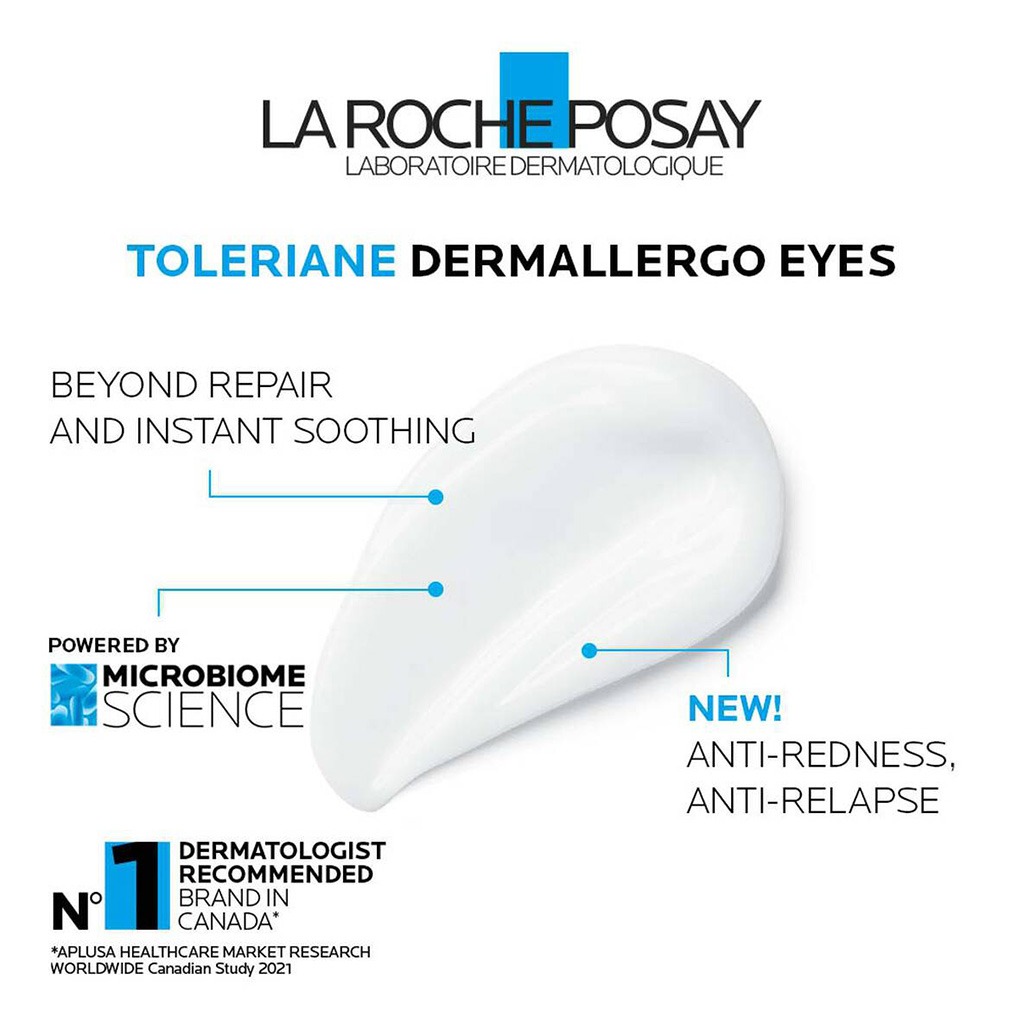 La Roche-Posay, Toleriane Dermallergo eye cream, Anti-discomfort and anti-puffiness cream for sensitive skin, 20ml