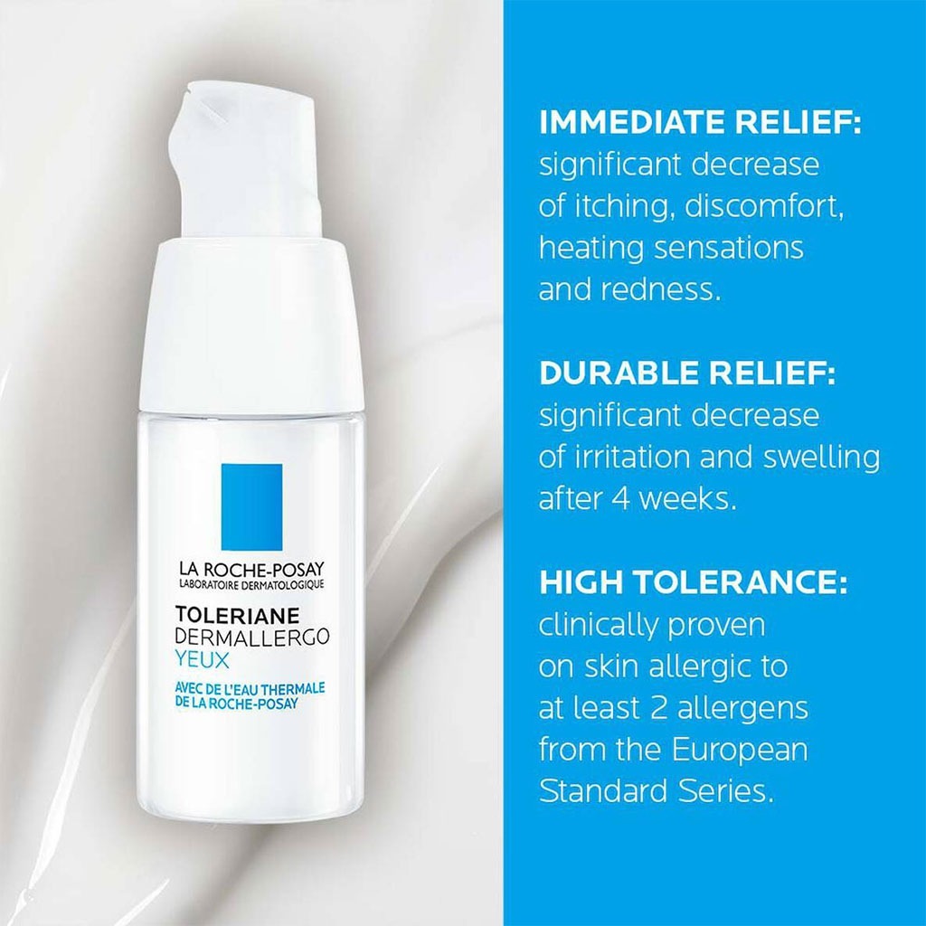 La Roche-Posay, Toleriane Dermallergo eye cream, Anti-discomfort and anti-puffiness cream for sensitive skin, 20ml
