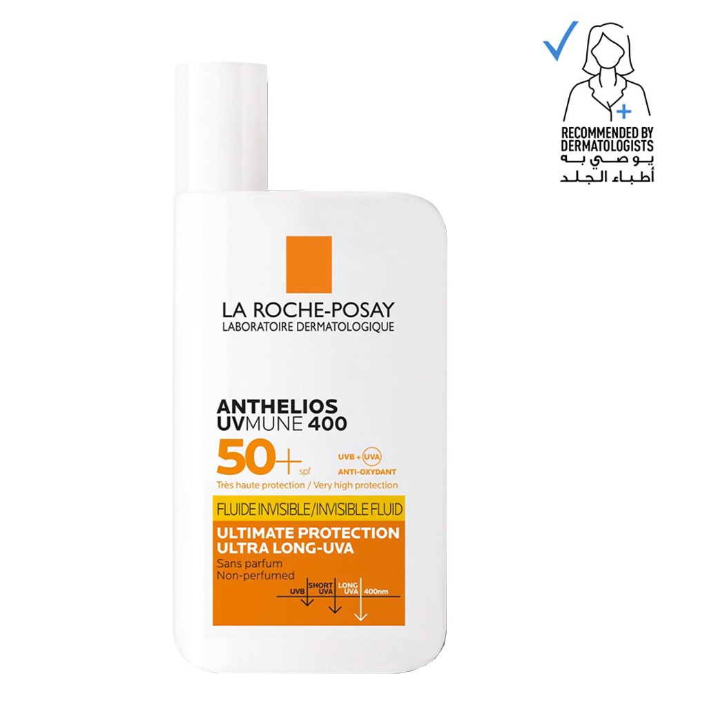 La Roche-Posay, Anthelios UVMune Flu SPF50+ Sunscreen, High protection fluid sunscreen for face and body, 50ml