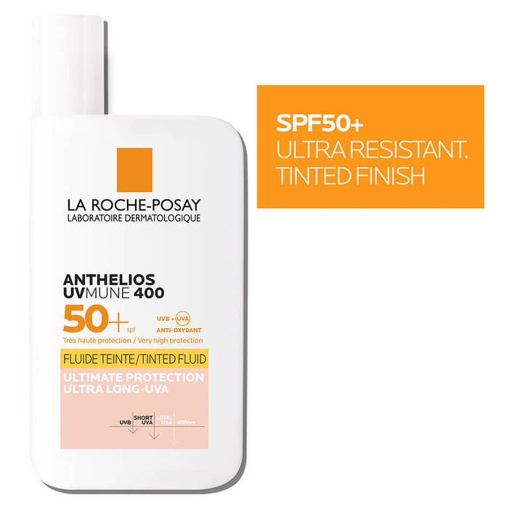 La Roche-Posay, Anthelios UVMune 400 Invisible Tinted SPF50+ Sunscreen, Lightweight tinted sunscreen for sensitive skin, 50ml
