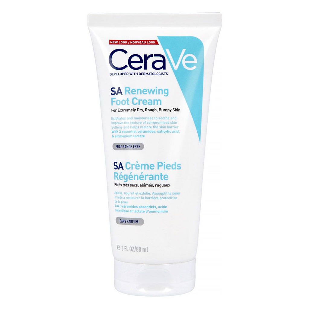CeraVe, SA Renewing Foot Cream with Salicylic Acid, Exfoliating and moisturizing foot cream for dry, rough skin, 88ml