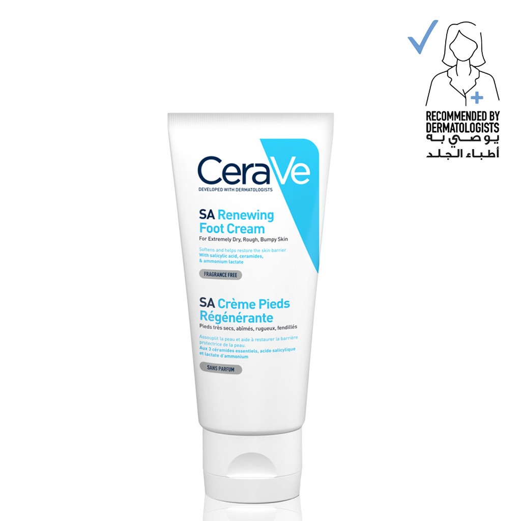 CeraVe, SA Renewing Foot Cream with Salicylic Acid, Exfoliating and moisturizing foot cream for dry, rough skin, 88ml