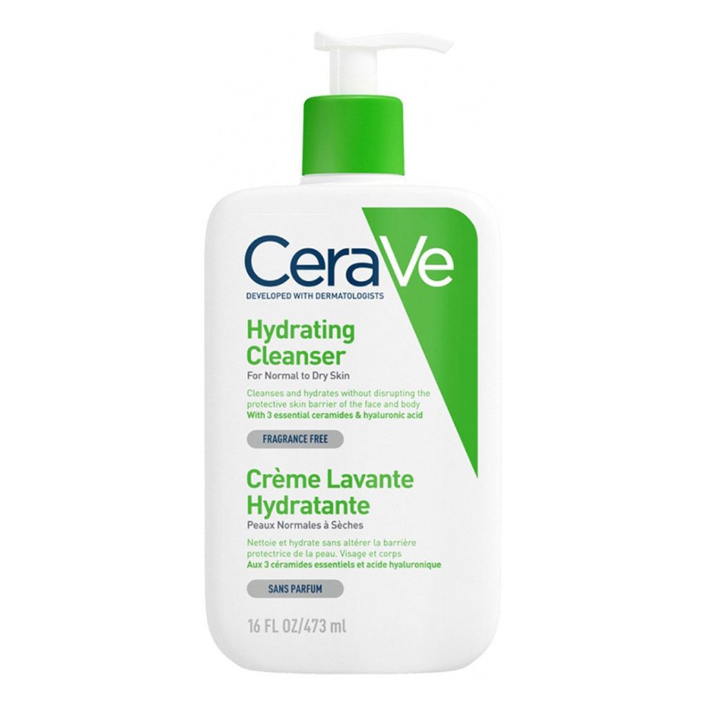 CeraVe, Hydrating Fragrance Free Cleanser for Normal to Dry Skin, Gentle moisturizing facial cleanser, 473 ml