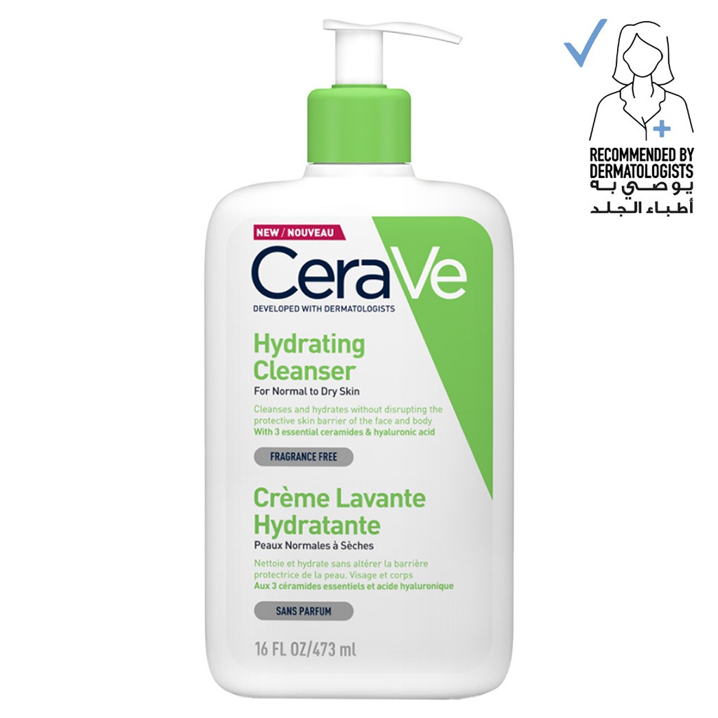 CeraVe, Hydrating Fragrance Free Cleanser for Normal to Dry Skin, Gentle moisturizing facial cleanser, 473 ml