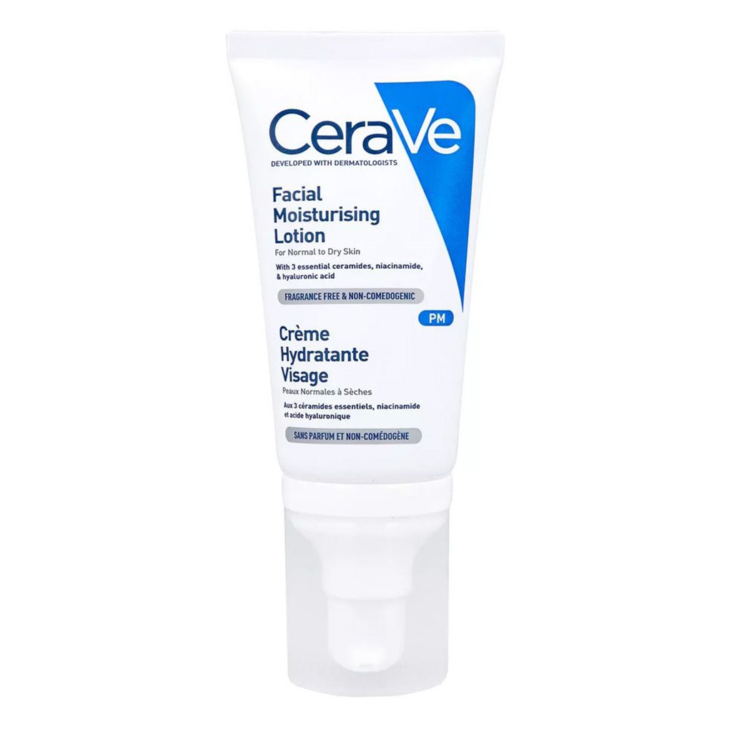 CeraVe, Facial Moisturising PM Lotion for Normal to Dry Skin, Nighttime hydrating lotion with ceramides, 52ml