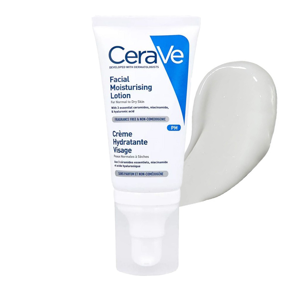 CeraVe, Facial Moisturising PM Lotion for Normal to Dry Skin, Nighttime hydrating lotion with ceramides, 52ml