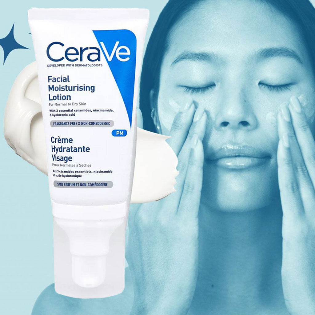 CeraVe, Facial Moisturising PM Lotion for Normal to Dry Skin, Nighttime hydrating lotion with ceramides, 52ml