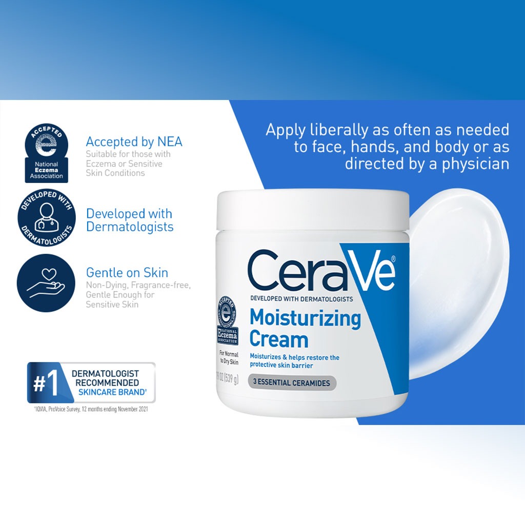CeraVe, Moisturizing Cream, Intensive hydration cream for dry and sensitive skin, 12oz