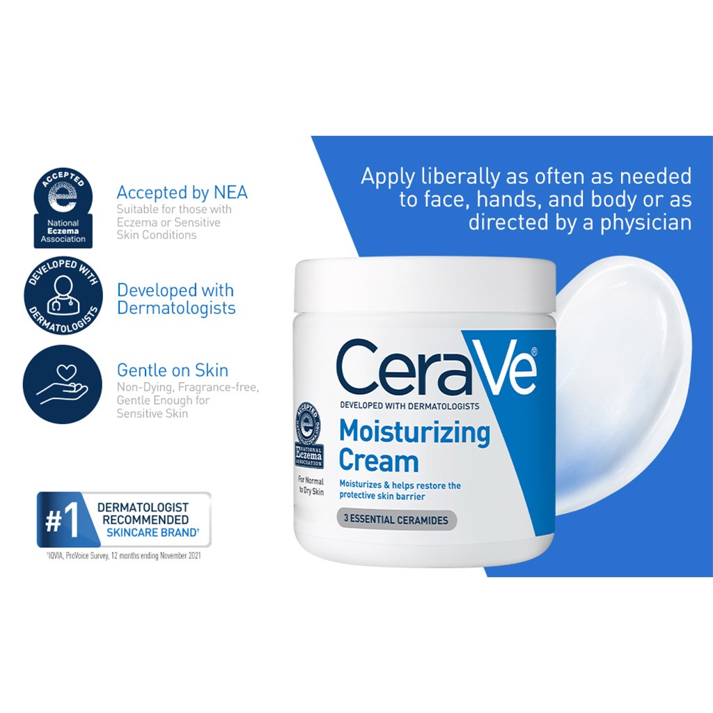 CeraVe, Moisturizing Cream, Intensive hydration cream with ceramides for dry skin, 16 oz