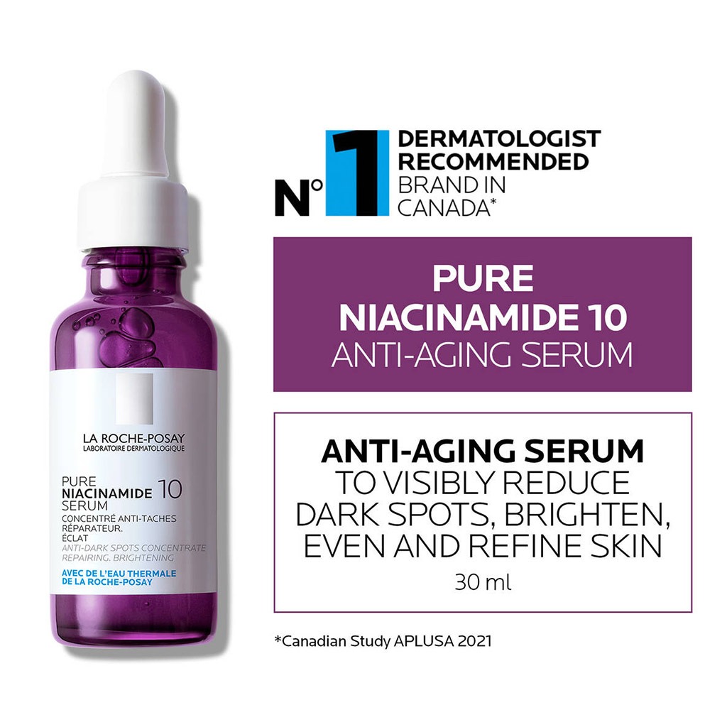 La Roche-Posay, Pure Niacinamide B9 Serum, Concentrated serum for skin brightening and repair, 30ml
