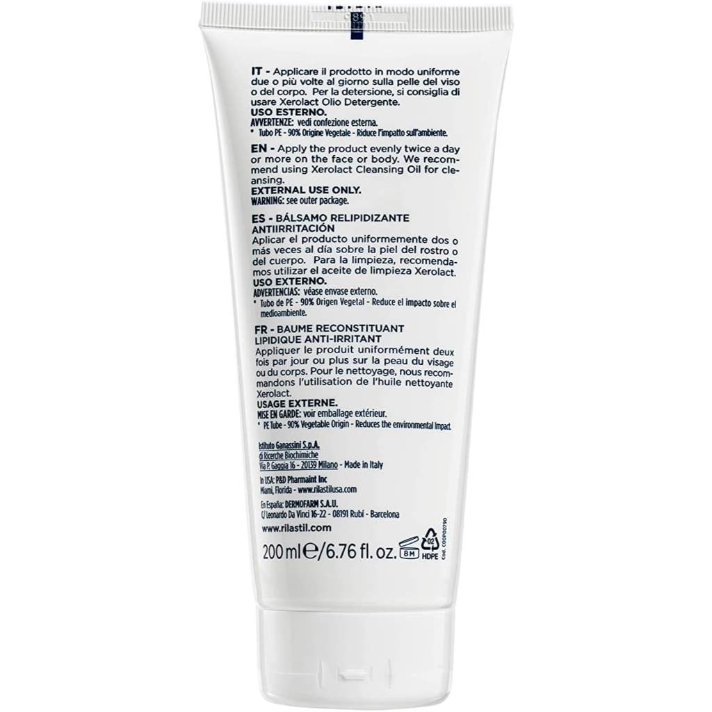 Rilastil, Xerolact PB balm, Lipid replenishing anti-irritation balm for dry skin, 200 ml