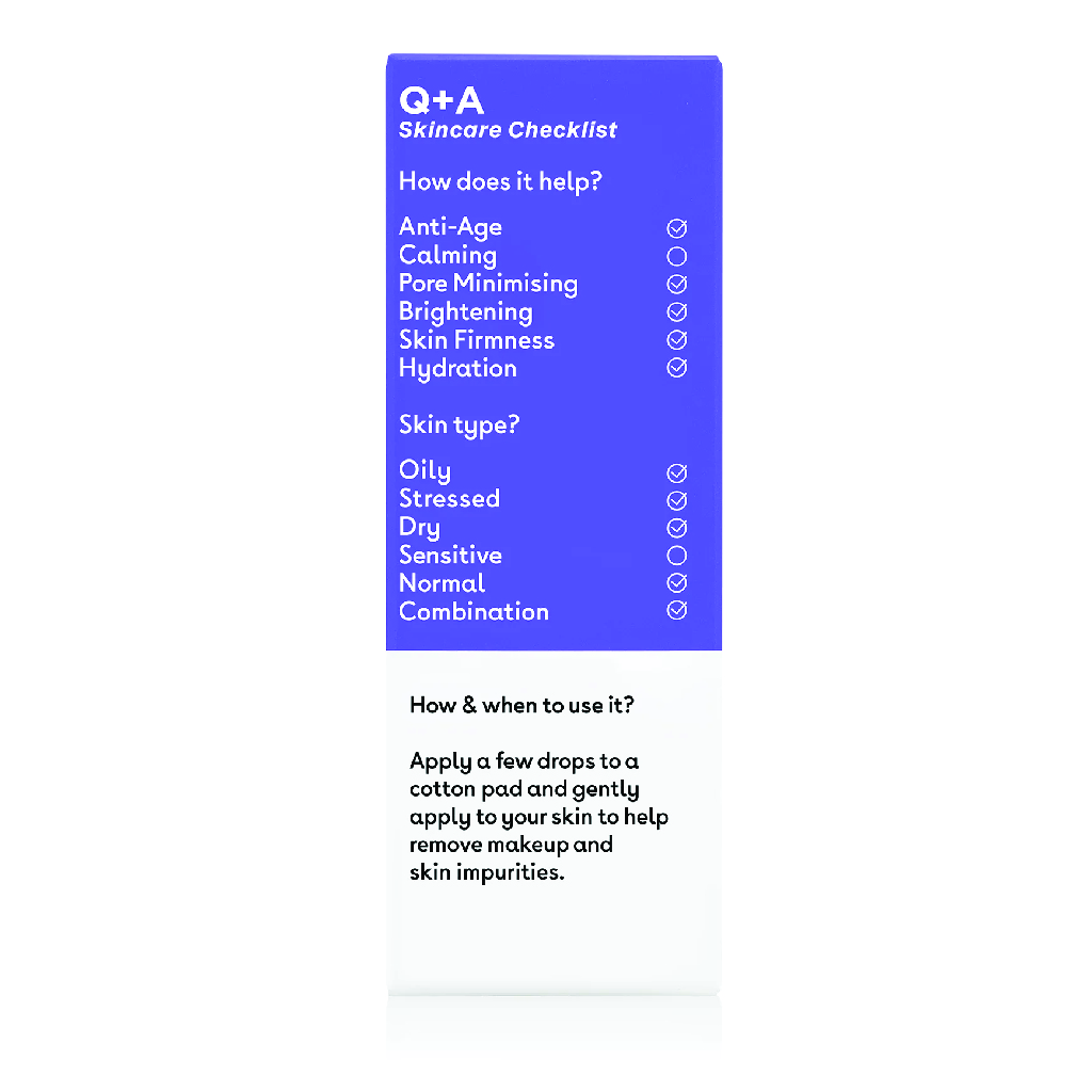 Q+A, Glycolic Acid Daily Toner, Exfoliating toner for smooth and refreshed skin, 100 ml