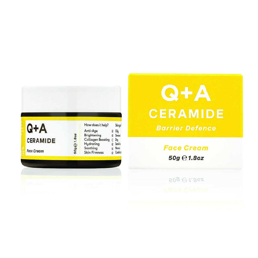 Q+A, Ceramide Defence Face Cream, Hydrating and repairing cream for sensitive skin, 50g