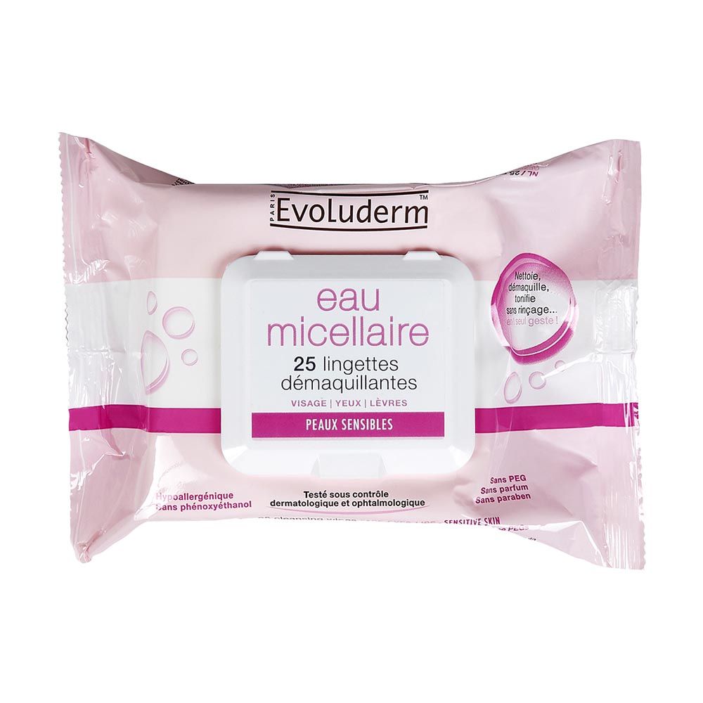 Evoluderm Micellar Water Cleansing Wipes 25's 16279
