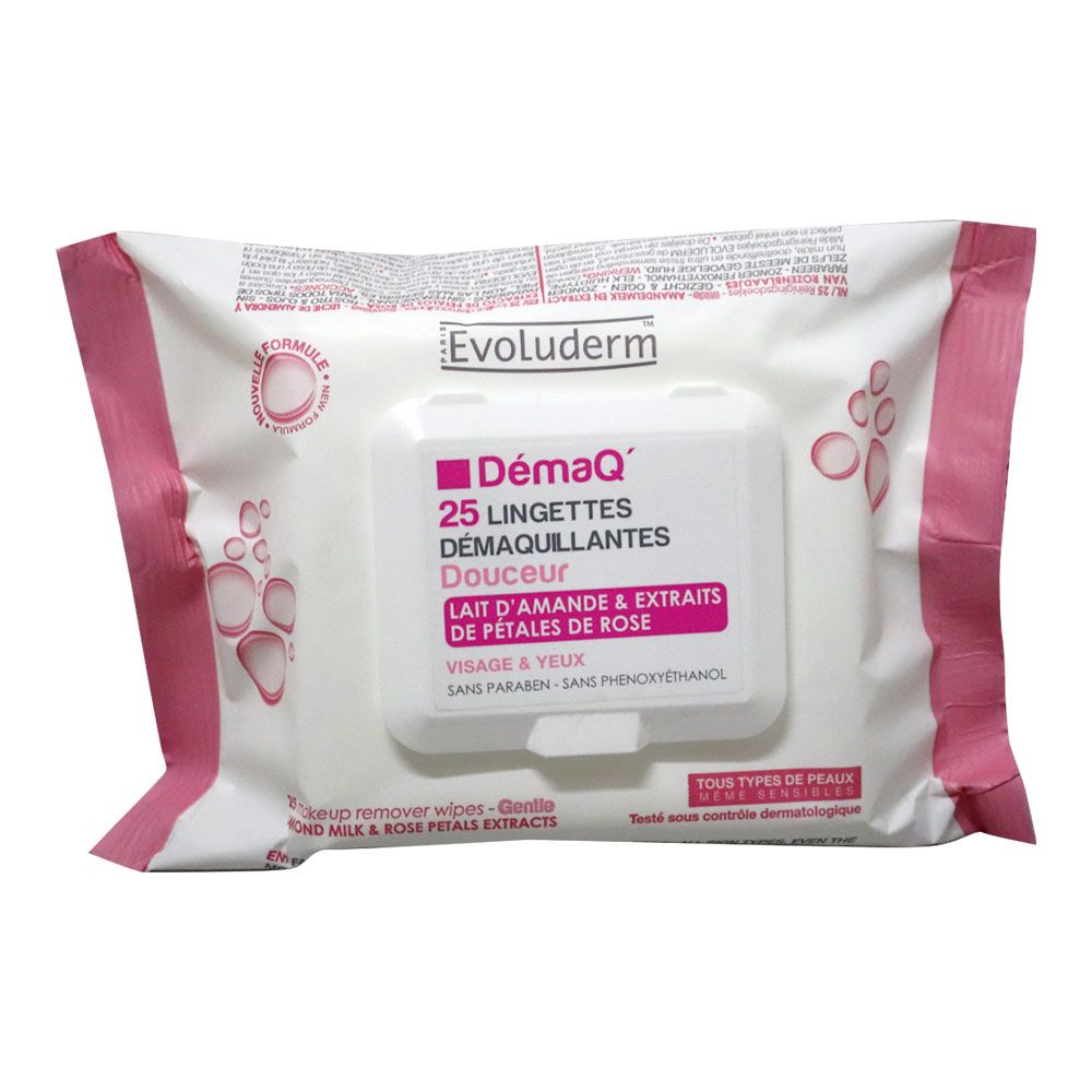 Evoluderm, Make Up Remover Wipes, Gentle wipes for all skin types cleansing