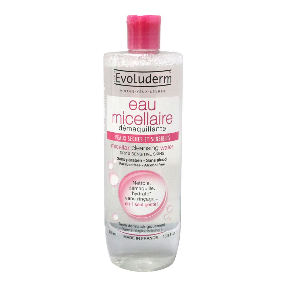 Evoluderm, Micellar Water Dry & Sensitive Skin, Gentle cleansing micellar water for sensitive skin, 500 ml
