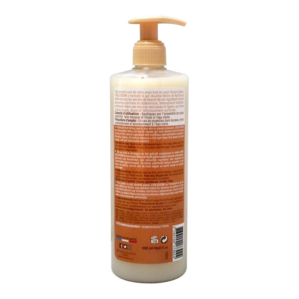 Evoluderm, Delight shea butter shower gel, Moisturizing shea butter shower gel, 500ml