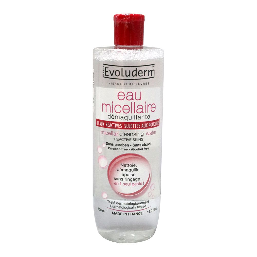 Evoluderm, Micellar Water For Reactive Skin, Gentle cleansing micellar water for sensitive skin, 500 ml