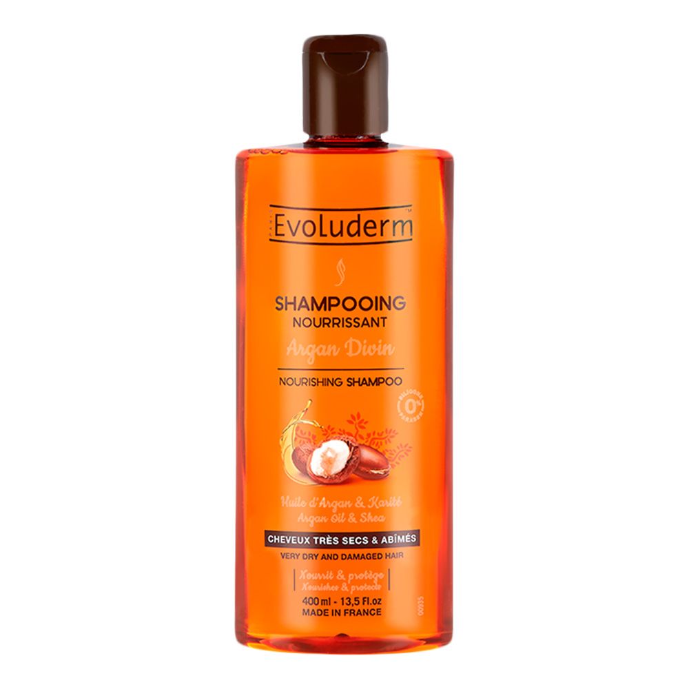 Evoluderm, Argan Divin Nourishing Shampoo, Hydrating shampoo with argan oil for dry hair, 400 ml