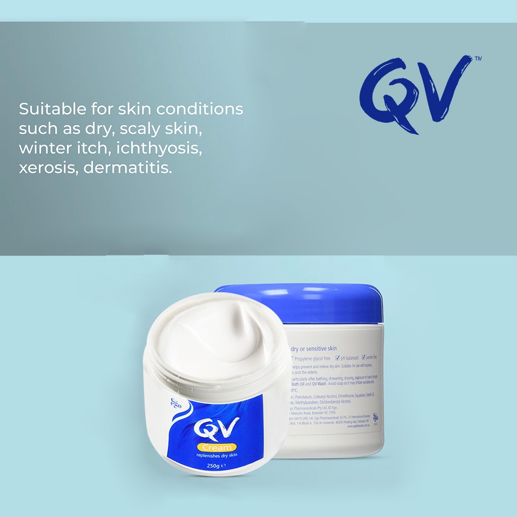 Qv, Ego cream jar, Hydrating cream for dry and sensitive skin, 250 g
