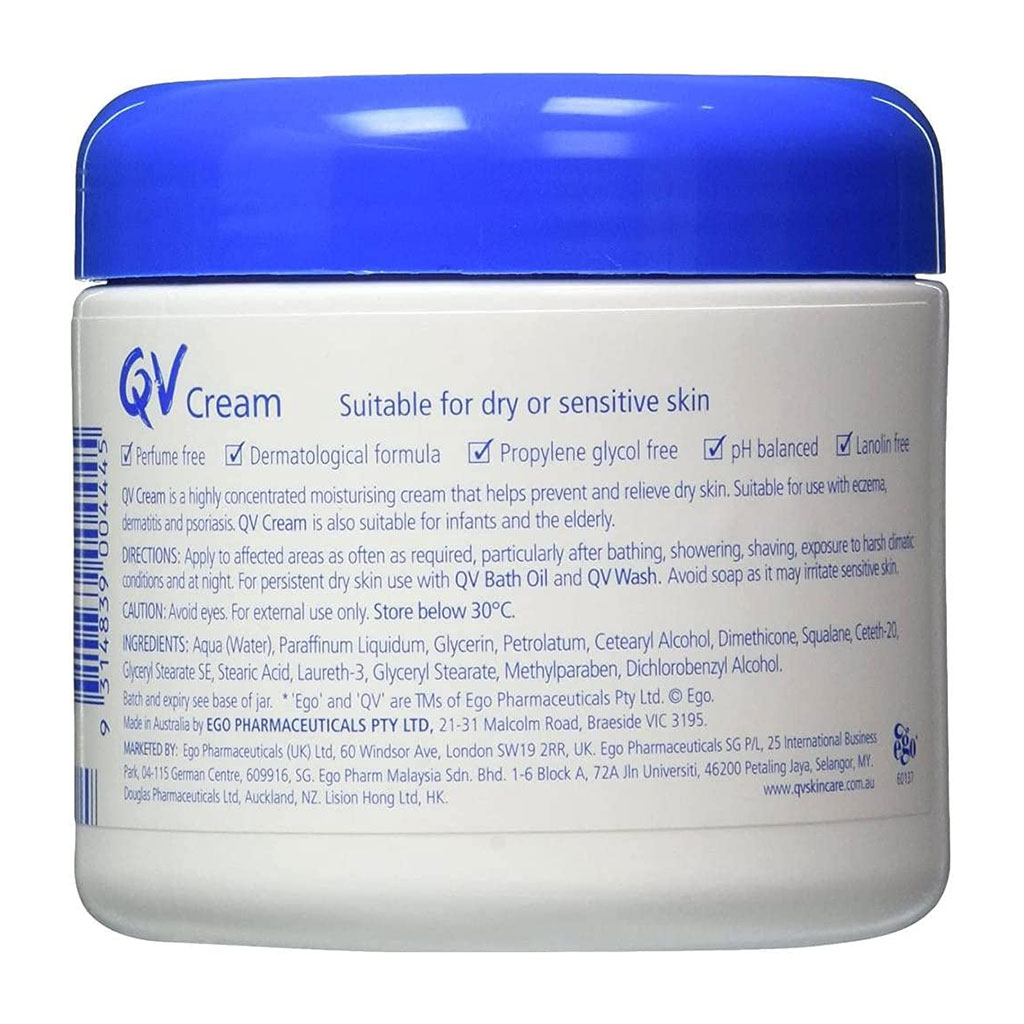 Qv, Ego cream jar, Hydrating cream for dry and sensitive skin, 250 g