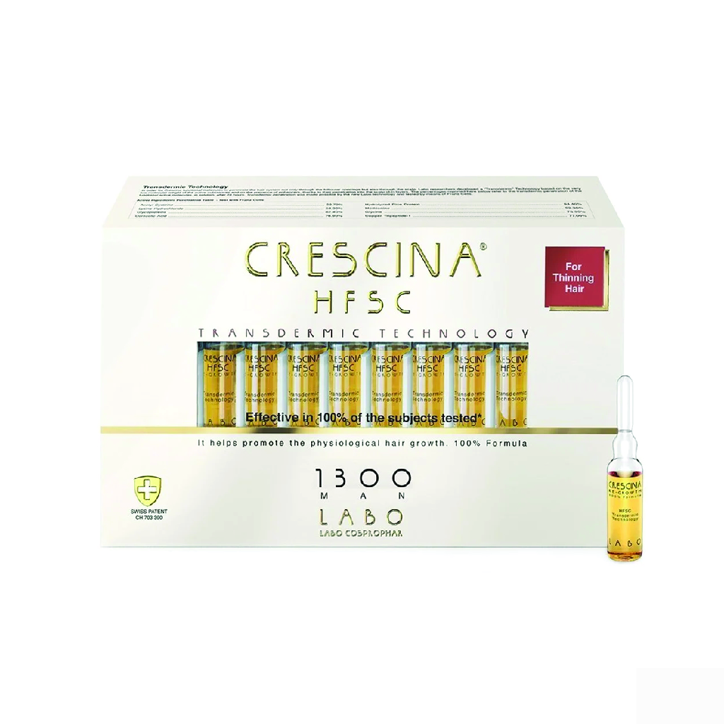 Crescina, HFSC 1300 Man Hair Regrowth Ampoules, Hair regrowth treatment for men, 20ml ampoules