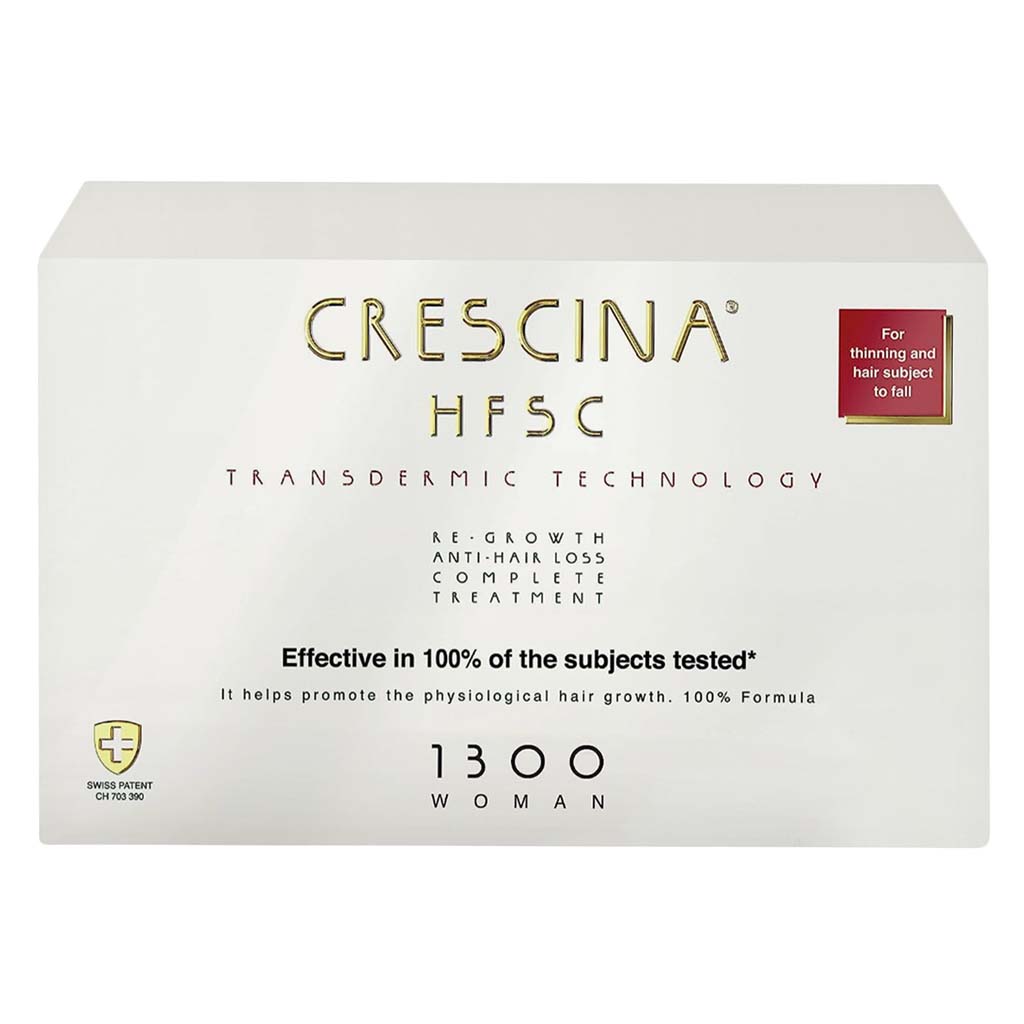 Crescina, HFSC 1300 women hair regrowth ampoules, Intensive hair regrowth treatment for women, 21 ml