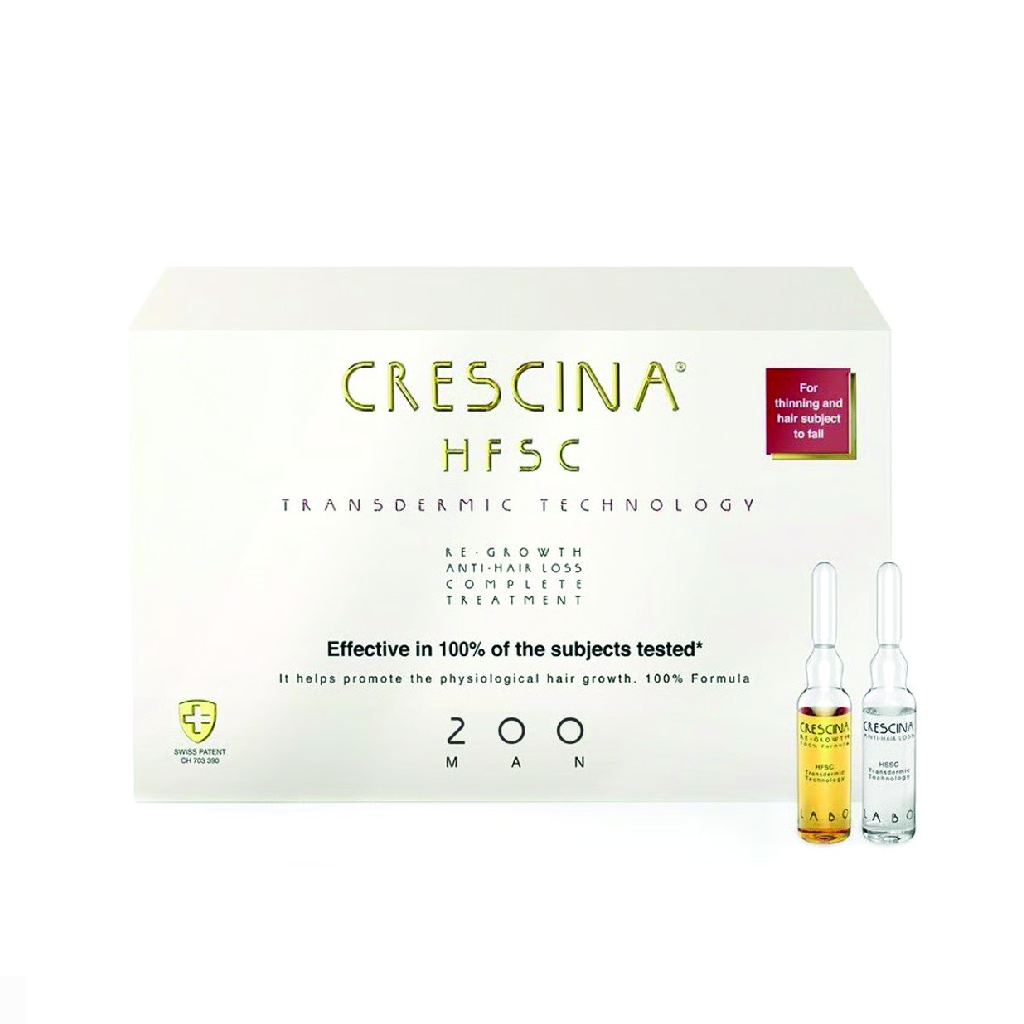 Crescina, HFSC 200 Man Hair Regrowth Ampoules, Intensive hair regrowth treatment for men, 22ml