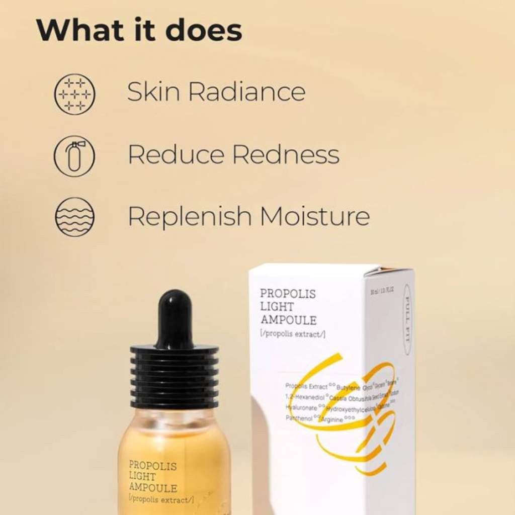Cosrex, Full Fit Propolis Light Ampule, Brightening and soothing facial ampoule, 30ml