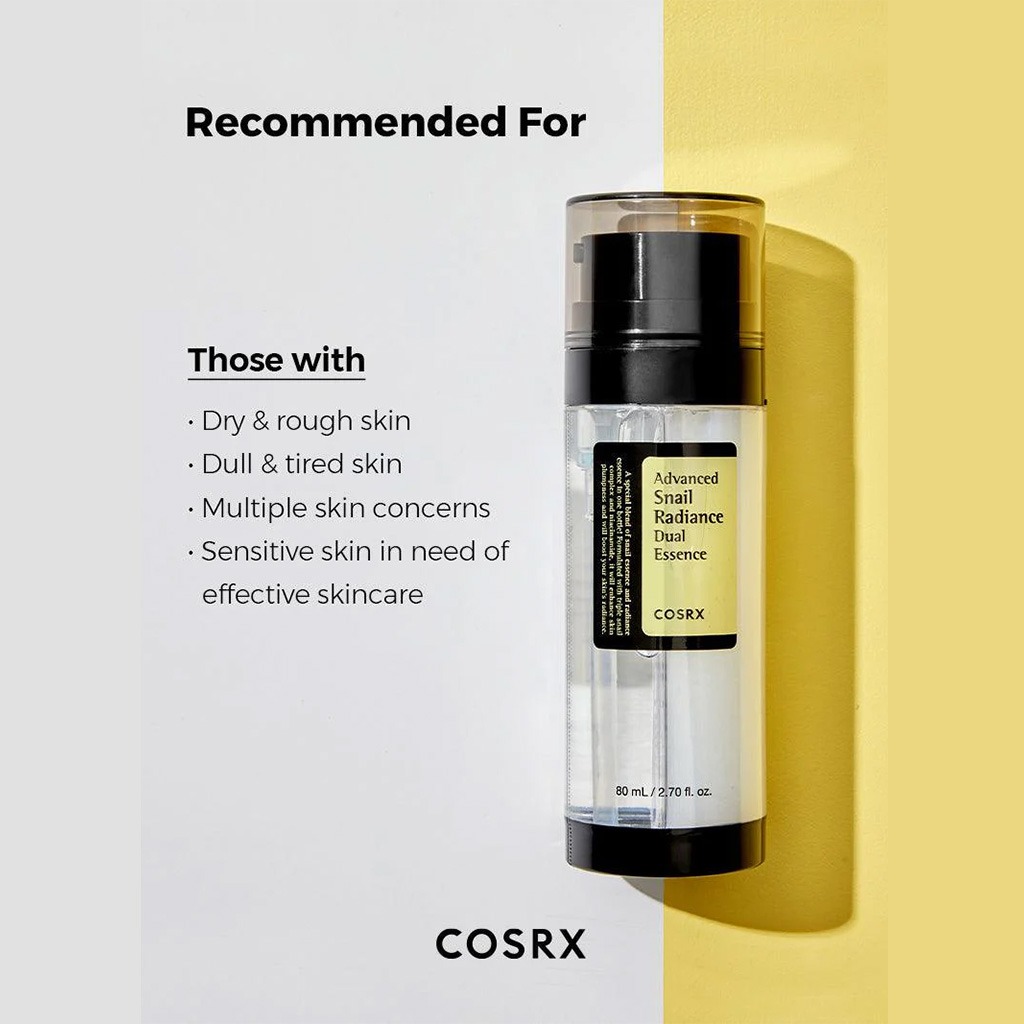 Cosrx, Advanced Snail Radiance dual essence, Hydrating and brightening essence for radiant skin, 80 ml