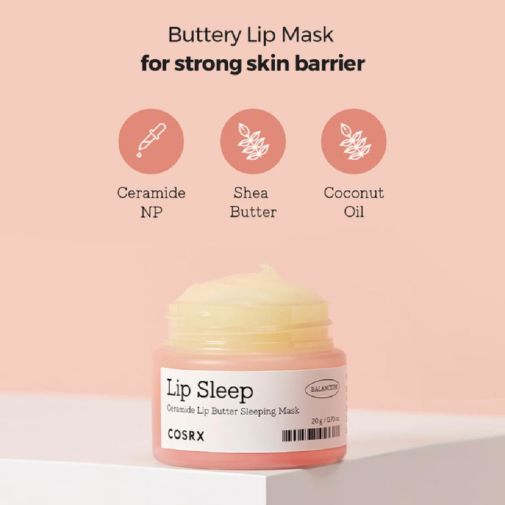 Cosrx, Lip Sleep Balancium Ceramide lip butter sleeping mask, Moisturizing treatment for dry and chapped lips, 20 g