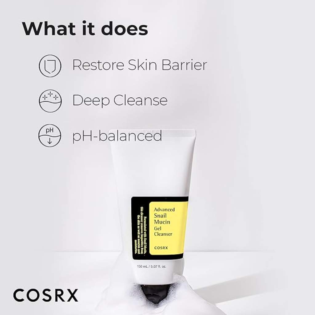 Cosrx, Advanced Snail Mucin gel cleanser, Hydrating gel cleanser with snail mucin extract, 50ml