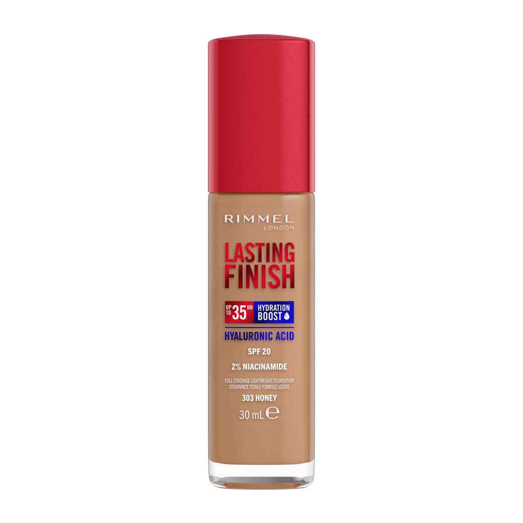 Rimmel London, Lasting Finish Full Coverage Lightweight Foundation, Full coverage with lightweight feel, Shade 303 Honey