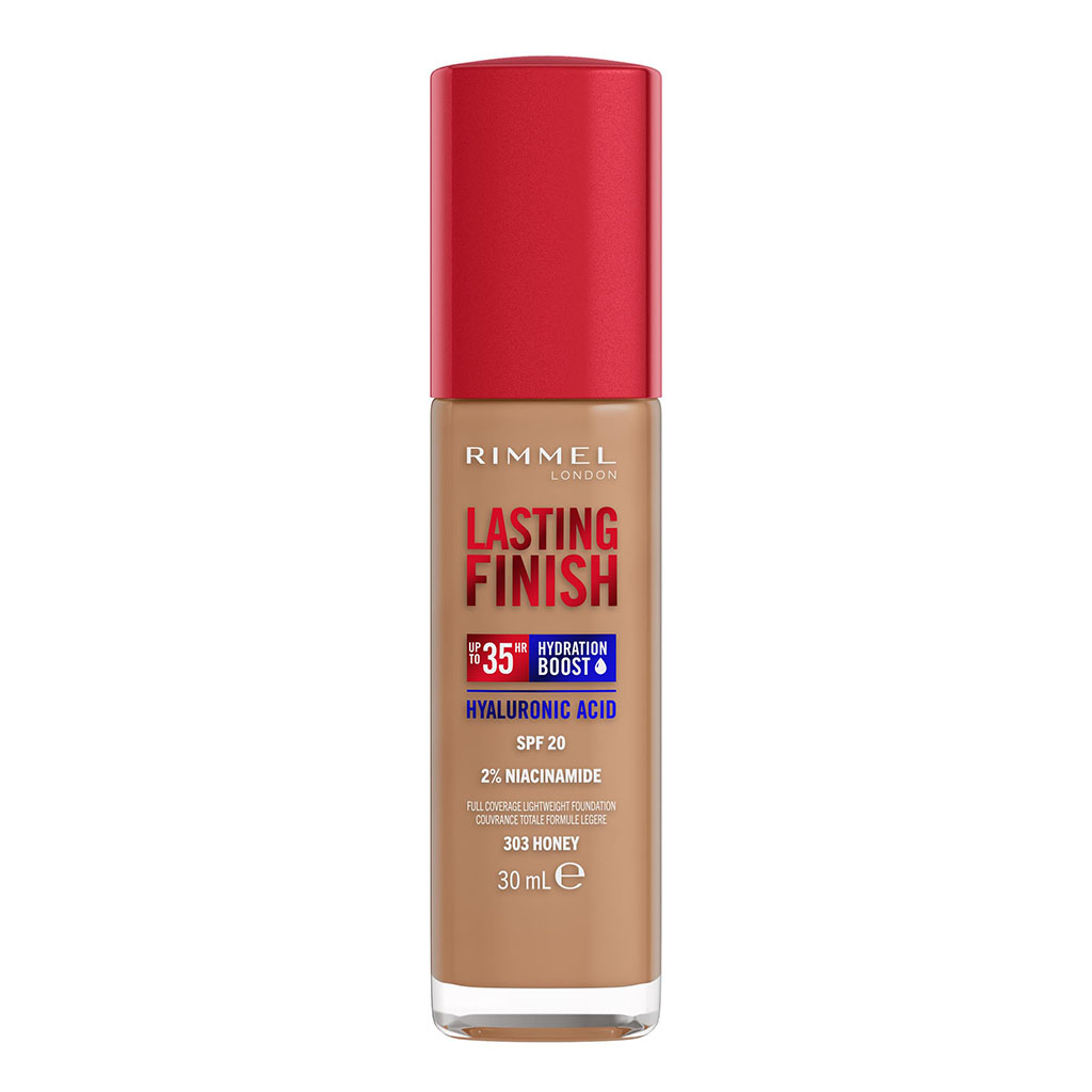 Rimmel London, Lasting Finish Full Coverage Lightweight Foundation, Full coverage with lightweight feel, Shade 303 Honey