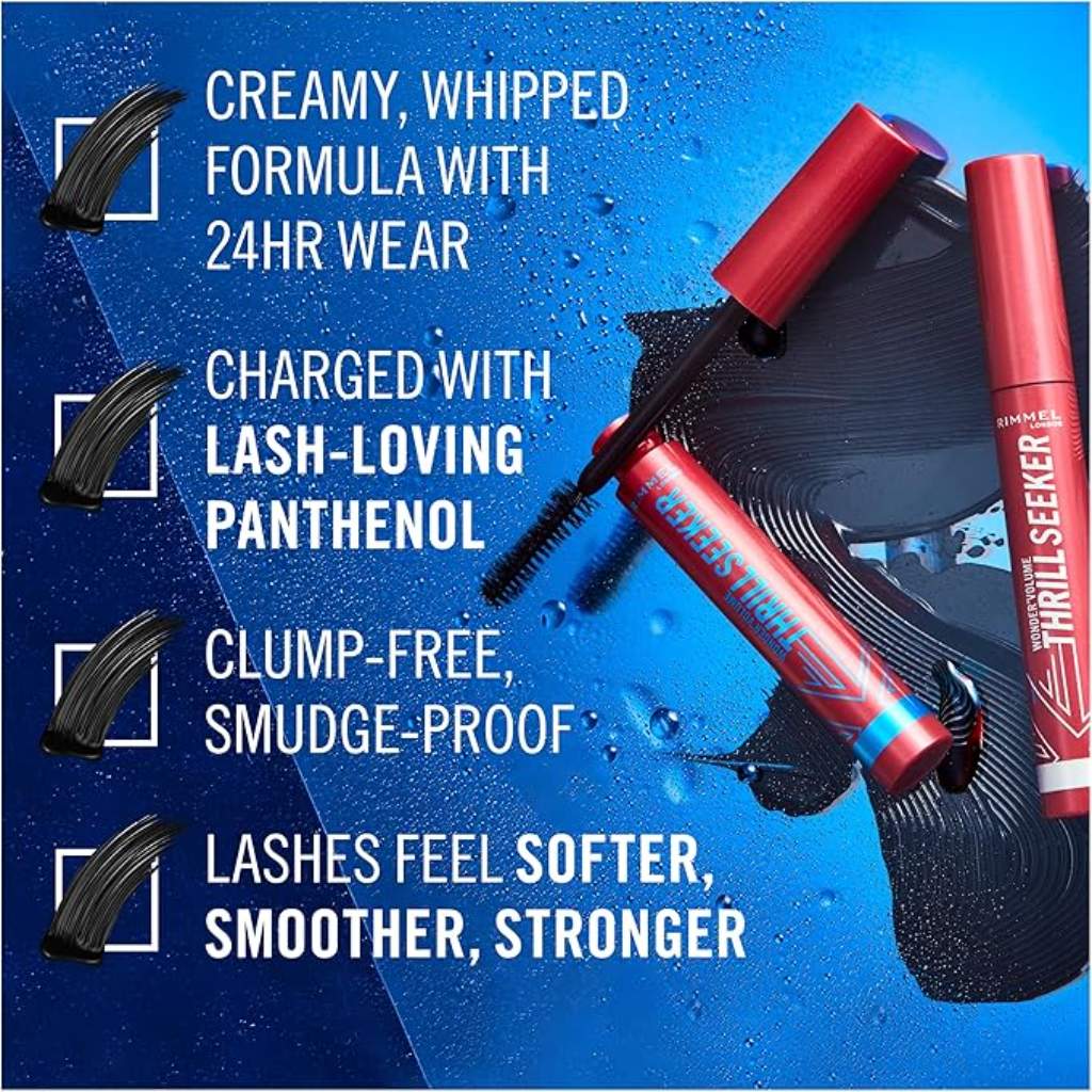 Rimmel, Wonder Volume Thrill Seeker Mascara 003 Waterproof, Volumizing waterproof mascara for bold lashes, 003